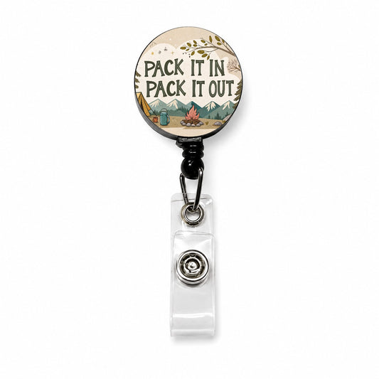 Pack It In Pack It Out Responsible Camper Camping Retractable ID Key Card Name Tag Badge Holder with Clip