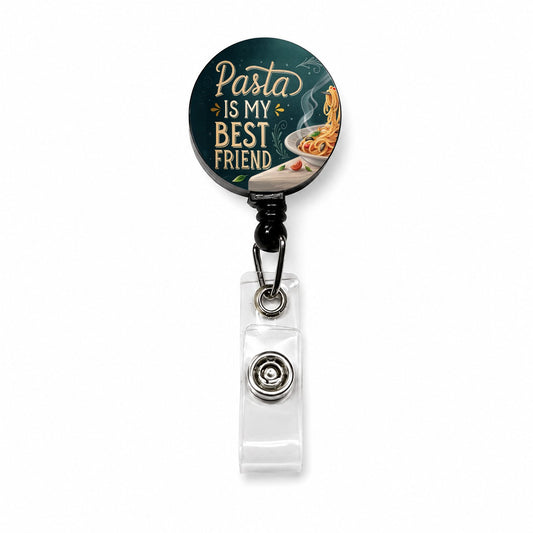 Pasta Is My Best Friend Funny Retractable ID Key Card Name Tag Badge Holder with Clip