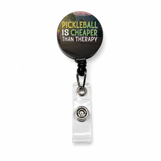 Pickleball Is Cheaper Than Therapy Funny Retractable ID Key Card Name Tag Badge Holder with Clip
