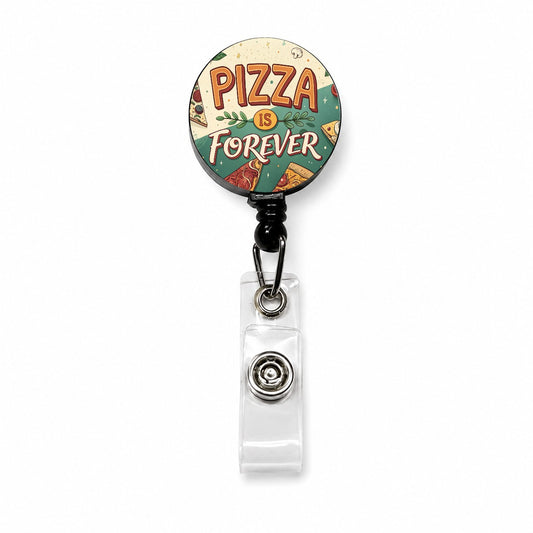 Pizza Is Forever Funny Retractable ID Key Card Name Tag Badge Holder with Clip