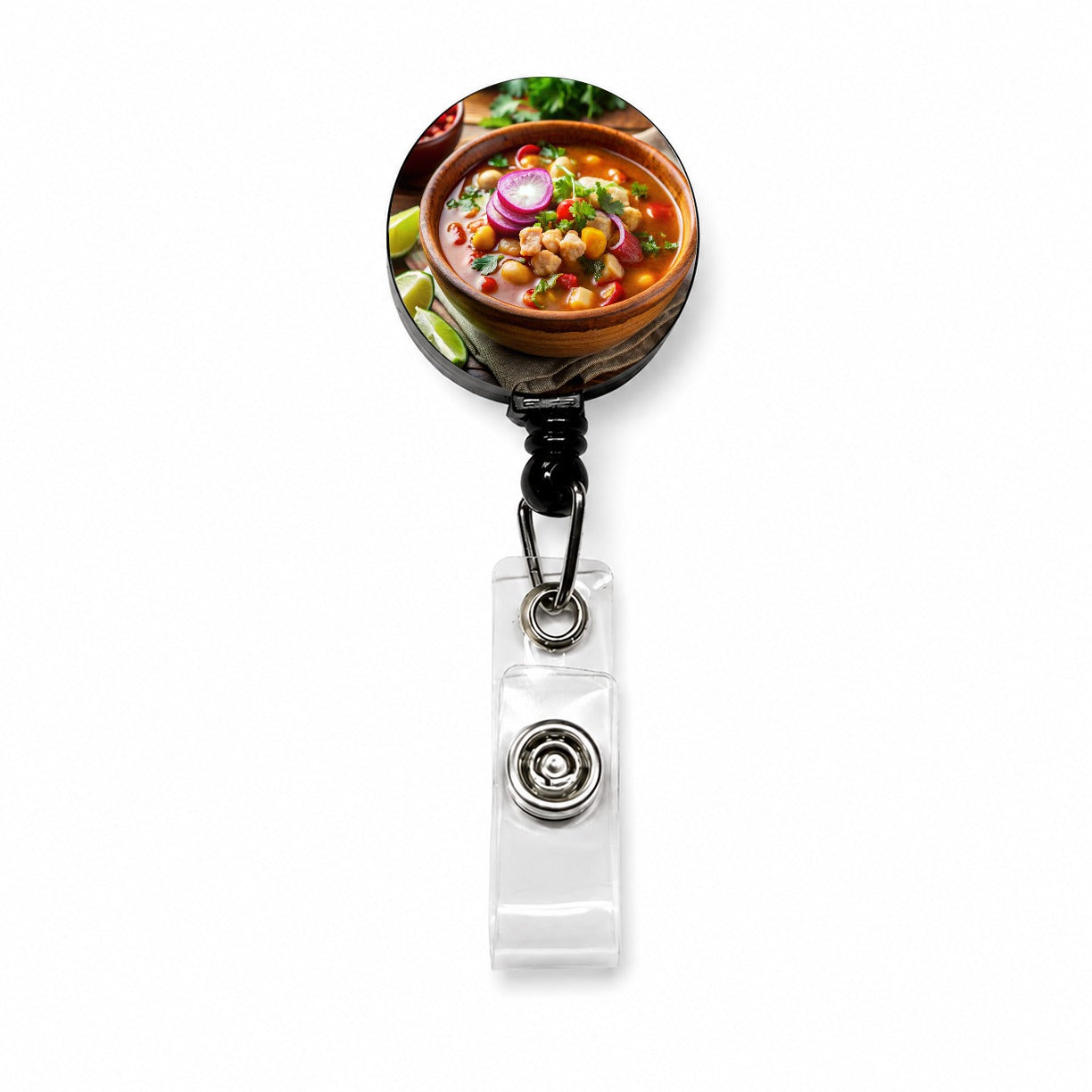 Pozole Posole Traditional Mexican Stew Retractable ID Key Card Name Tag Badge Holder with Clip