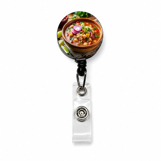 Pozole Posole Traditional Mexican Stew Retractable ID Key Card Name Tag Badge Holder with Clip