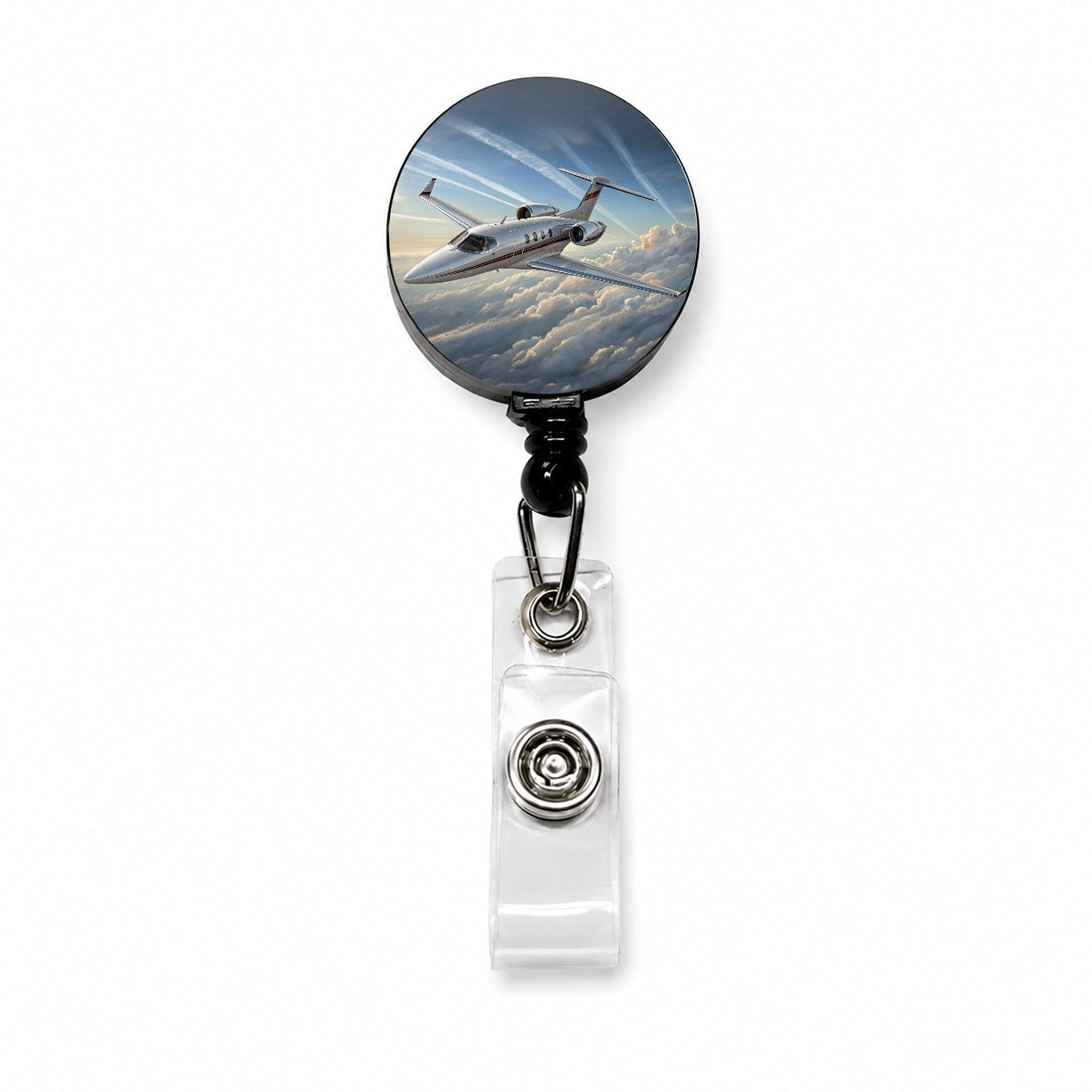 Private Jet In Flight Retractable ID Key Card Name Tag Badge Holder with Clip