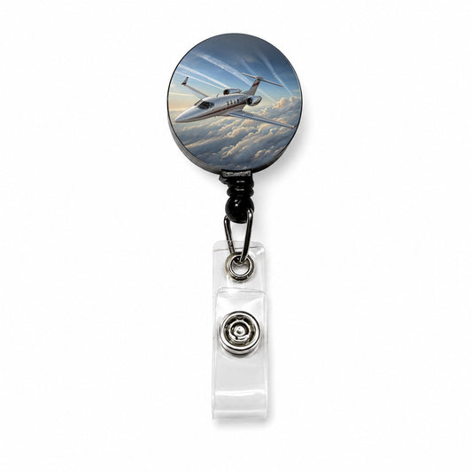 Private Jet In Flight Retractable ID Key Card Name Tag Badge Holder with Clip