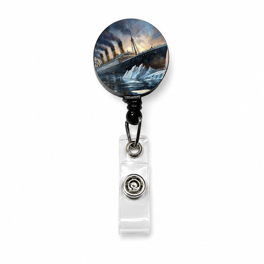 RMS Titanic Ship Hitting Iceberg Sinking Retractable ID Key Card Name Tag Badge Holder with Clip