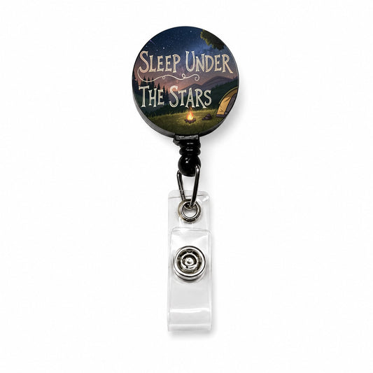 Sleep Under The Stars Camping Camper Retractable ID Key Card Name Tag Badge Holder with Clip