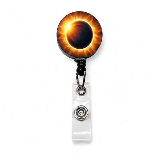 Solar Eclipse Retractable ID Key Card Name Tag Badge Holder with Clip