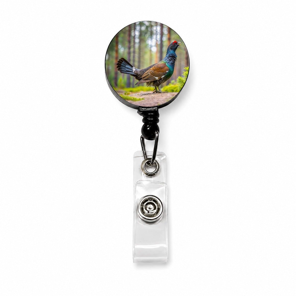 Western Capercaillie Wood Grouse Bird Retractable ID Key Card Name Tag Badge Holder with Clip