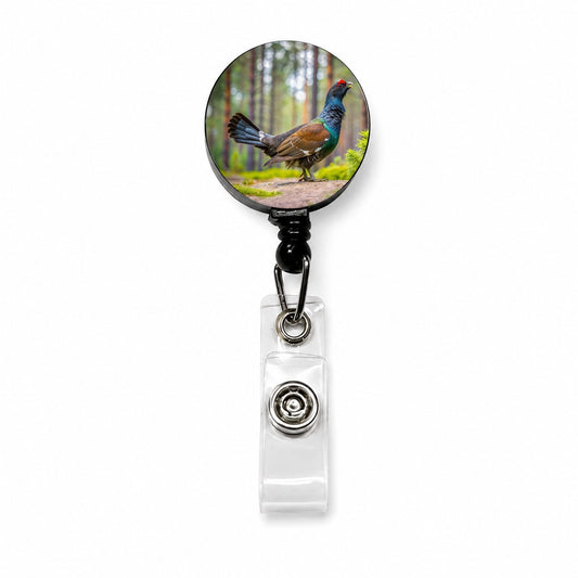 Western Capercaillie Wood Grouse Bird Retractable ID Key Card Name Tag Badge Holder with Clip