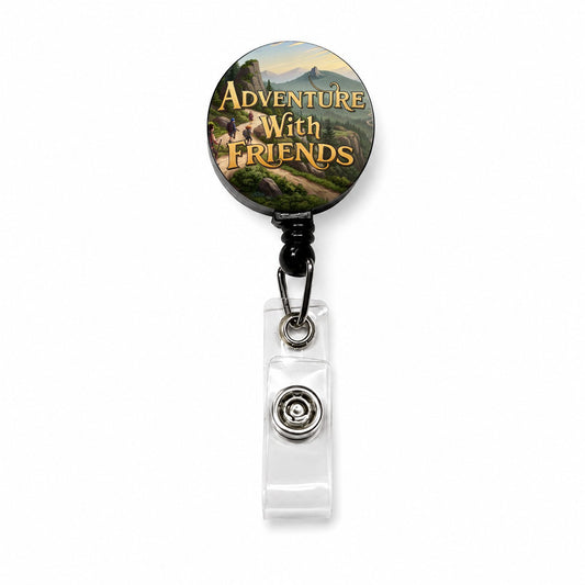 Adventure With Friends Hiking Hiker Retractable ID Key Card Name Tag Badge Holder with Clip