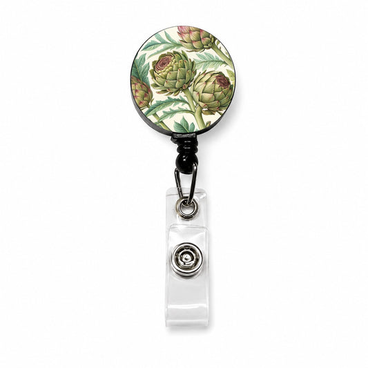 Artichoke Illustration Pattern Retractable ID Key Card Name Tag Badge Holder with Clip