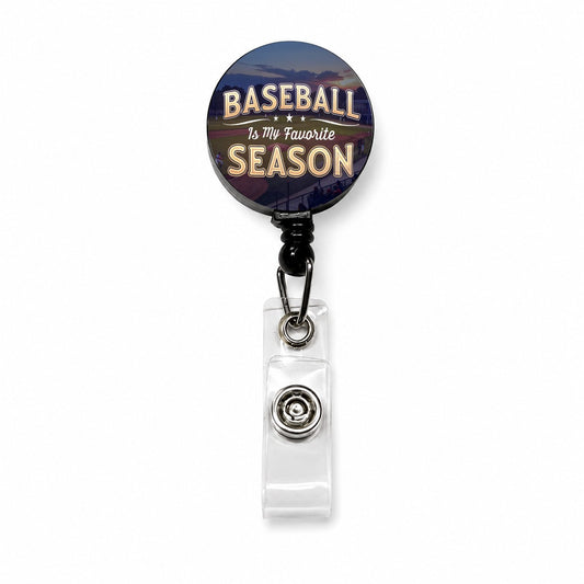 Baseball Is My Favorite Season Funny Retractable ID Key Card Name Tag Badge Holder with Clip