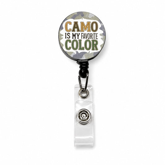 Camo is My Favorite Color Camouflage Retractable ID Key Card Name Tag Badge Holder with Clip