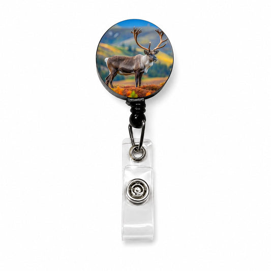 Caribou Reindeer Photo Retractable ID Key Card Name Tag Badge Holder with Clip