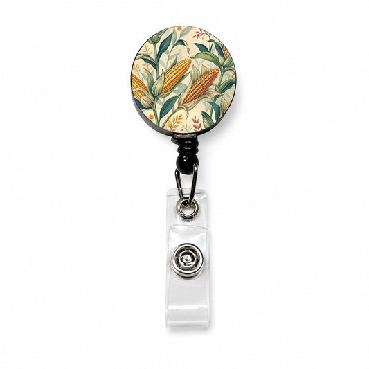 Corn on the Cob Pattern Retractable ID Key Card Name Tag Badge Holder with Clip