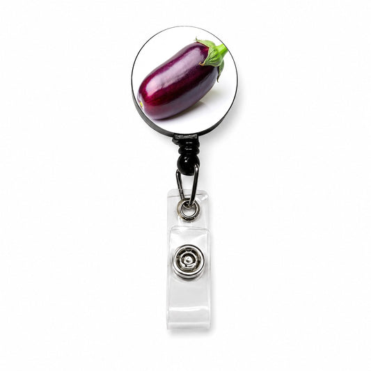 Eggplant Vegetable Photo Retractable ID Key Card Name Tag Badge Holder with Clip