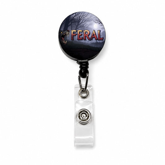 Feral Funny Animal Retractable ID Key Card Name Tag Badge Holder with Clip
