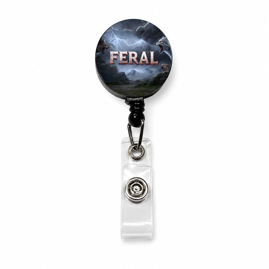 Feral Vicious Wolves Funny Retractable ID Key Card Name Tag Badge Holder with Clip