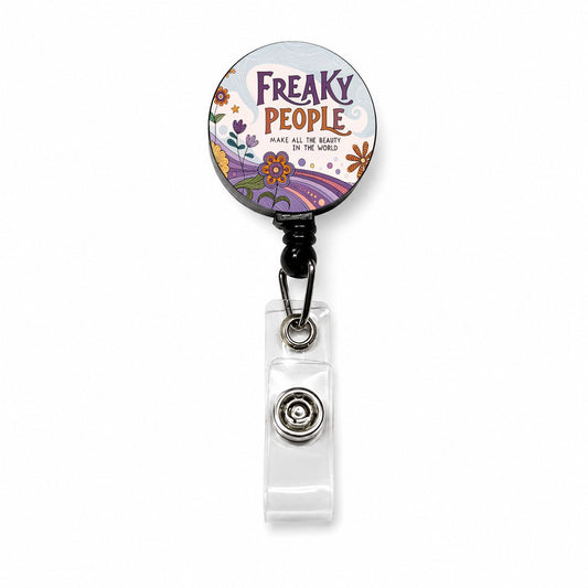 Freaky People Make All The Beauty In The World Colorful Flowers Retractable ID Key Card Name Tag Badge Holder with Clip