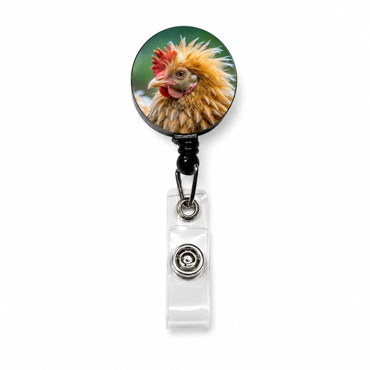 Frizzle Chicken Photo Retractable ID Key Card Name Tag Badge Holder with Clip