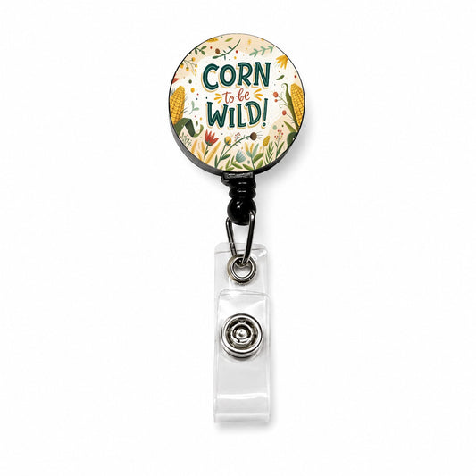 Funny Corn To Be Wild Retractable ID Key Card Name Tag Badge Holder with Clip