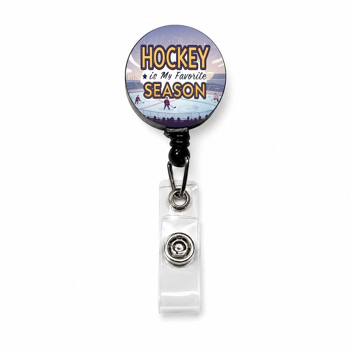 Hockey is My Favorite Season Funny Retractable ID Key Card Name Tag Badge Holder with Clip