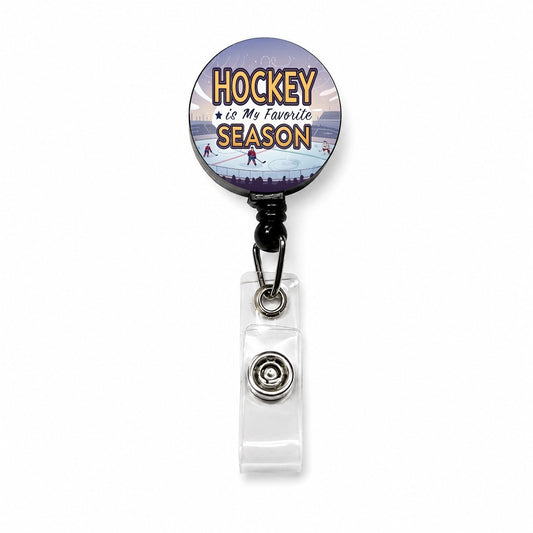 Hockey is My Favorite Season Funny Retractable ID Key Card Name Tag Badge Holder with Clip