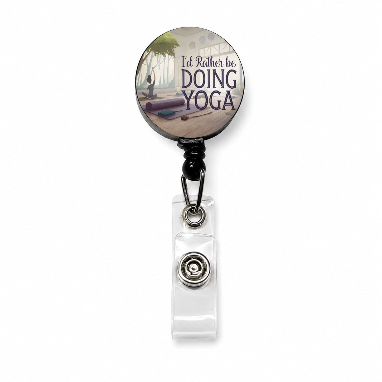 I'd Rather Be Doing Yoga Retractable ID Key Card Name Tag Badge Holder with Clip