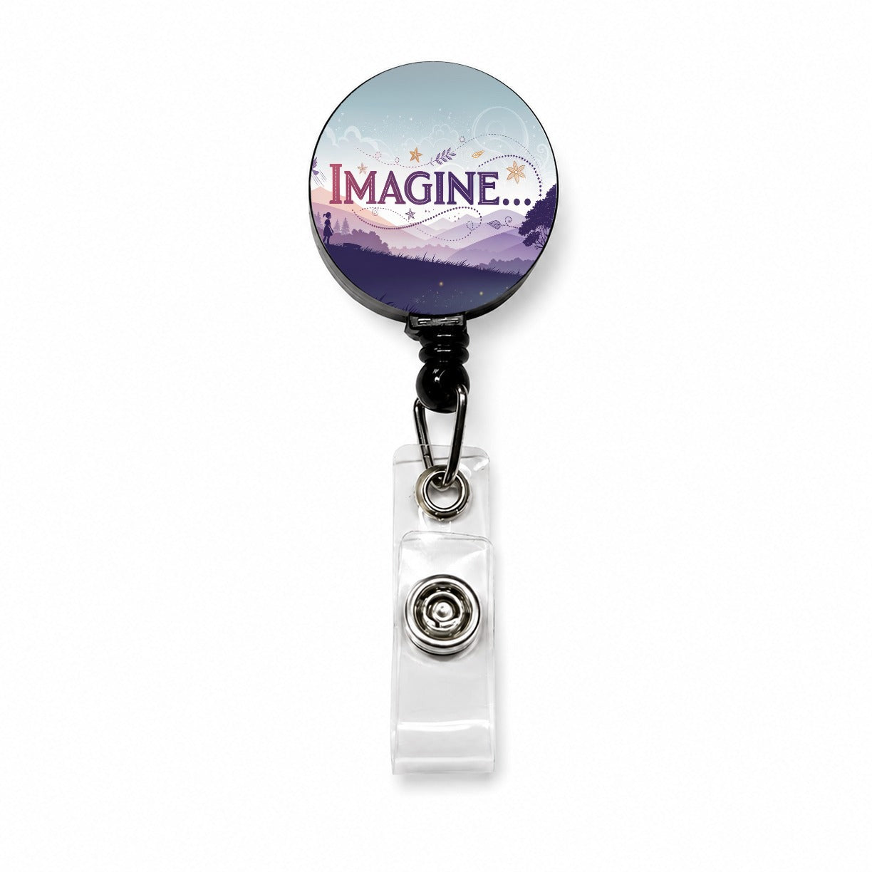 Imagine Pretty Purple Fantasy Retractable ID Key Card Name Tag Badge Holder with Clip