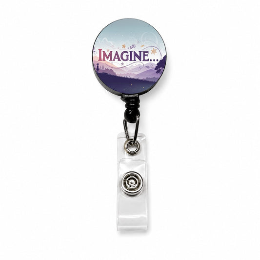 Imagine Pretty Purple Fantasy Retractable ID Key Card Name Tag Badge Holder with Clip