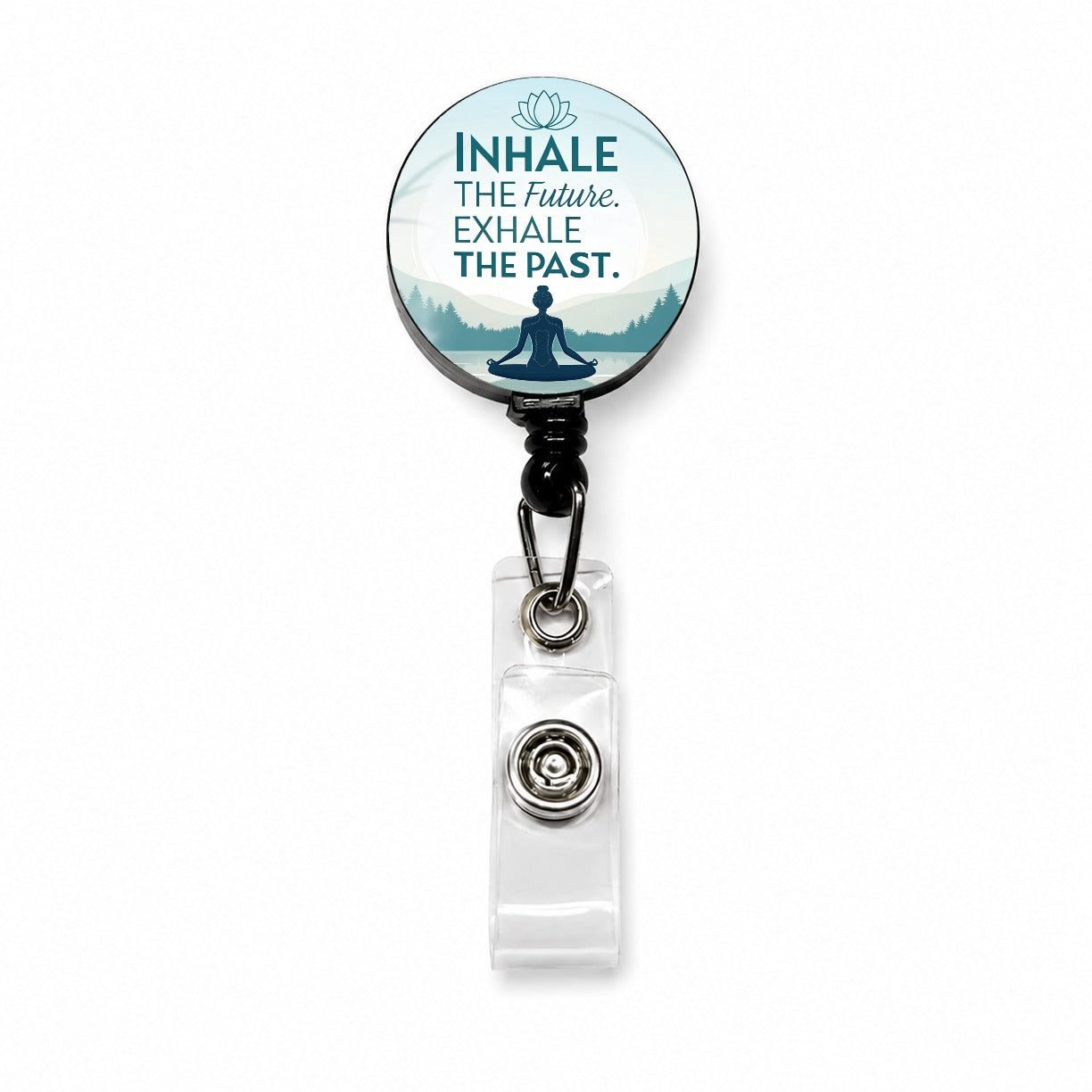 Inhale The Future Exhale The Past Inspirational Yoga Retractable ID Key Card Name Tag Badge Holder with Clip
