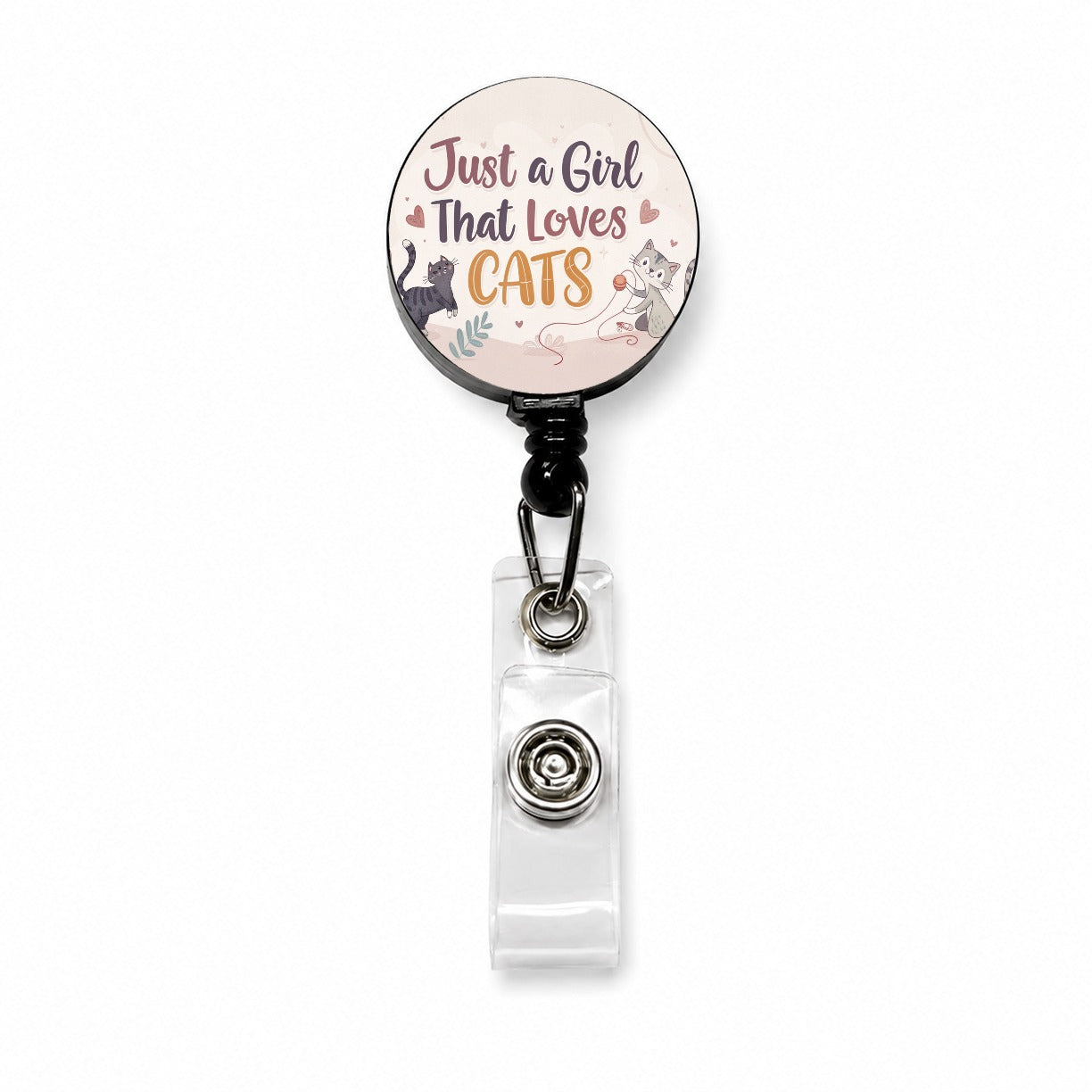 Just A Girl That Loves Cats Cute Retractable ID Key Card Name Tag Badge Holder with Clip