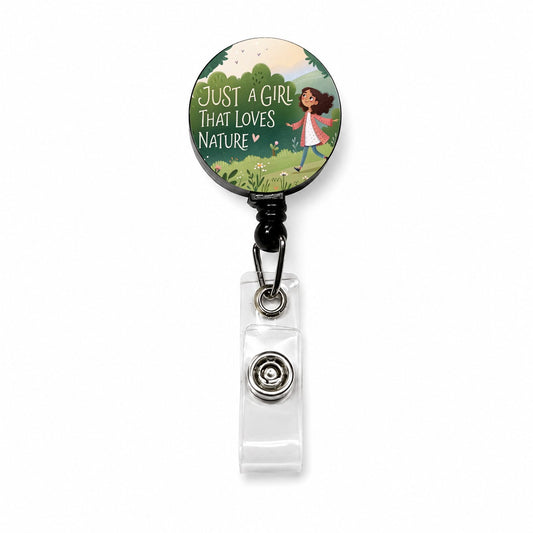 Just A Girl That Loves Nature Cute Retractable ID Key Card Name Tag Badge Holder with Clip
