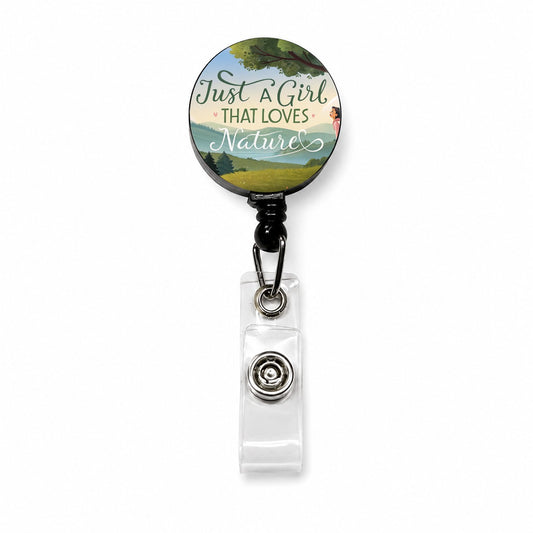 Just A Girl That Loves Nature Funny Retractable ID Key Card Name Tag Badge Holder with Clip