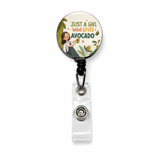 Just A Girl Who Loves Avocado Cute Retractable ID Key Card Name Tag Badge Holder with Clip