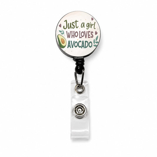 Just A Girl Who Loves Avocado Funny Retractable ID Key Card Name Tag Badge Holder with Clip