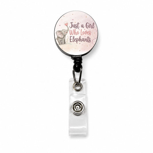 Just A Girl Who Loves Elephants Sweet Retractable ID Key Card Name Tag Badge Holder with Clip