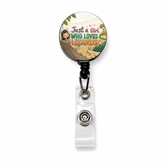 Just A Girl Who Loves Lizards Cute Retractable ID Key Card Name Tag Badge Holder with Clip