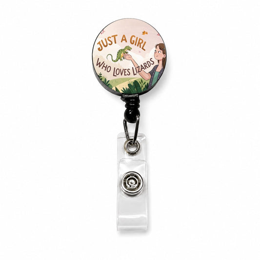 Just A Girl Who Loves Lizards Funny Retractable ID Key Card Name Tag Badge Holder with Clip