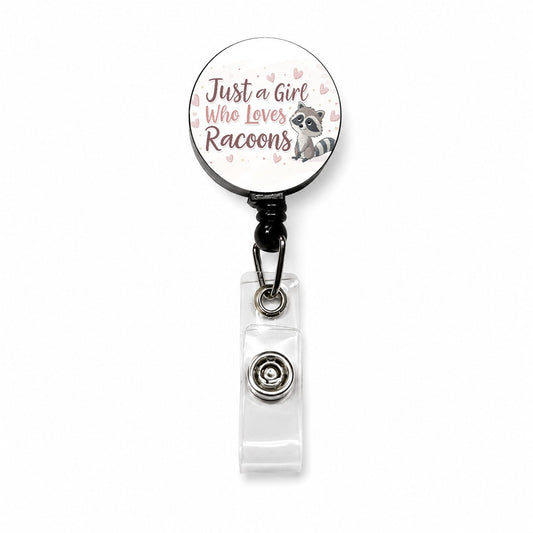 Just A Girl Who Loves Raccoons Cute Retractable ID Key Card Name Tag Badge Holder with Clip