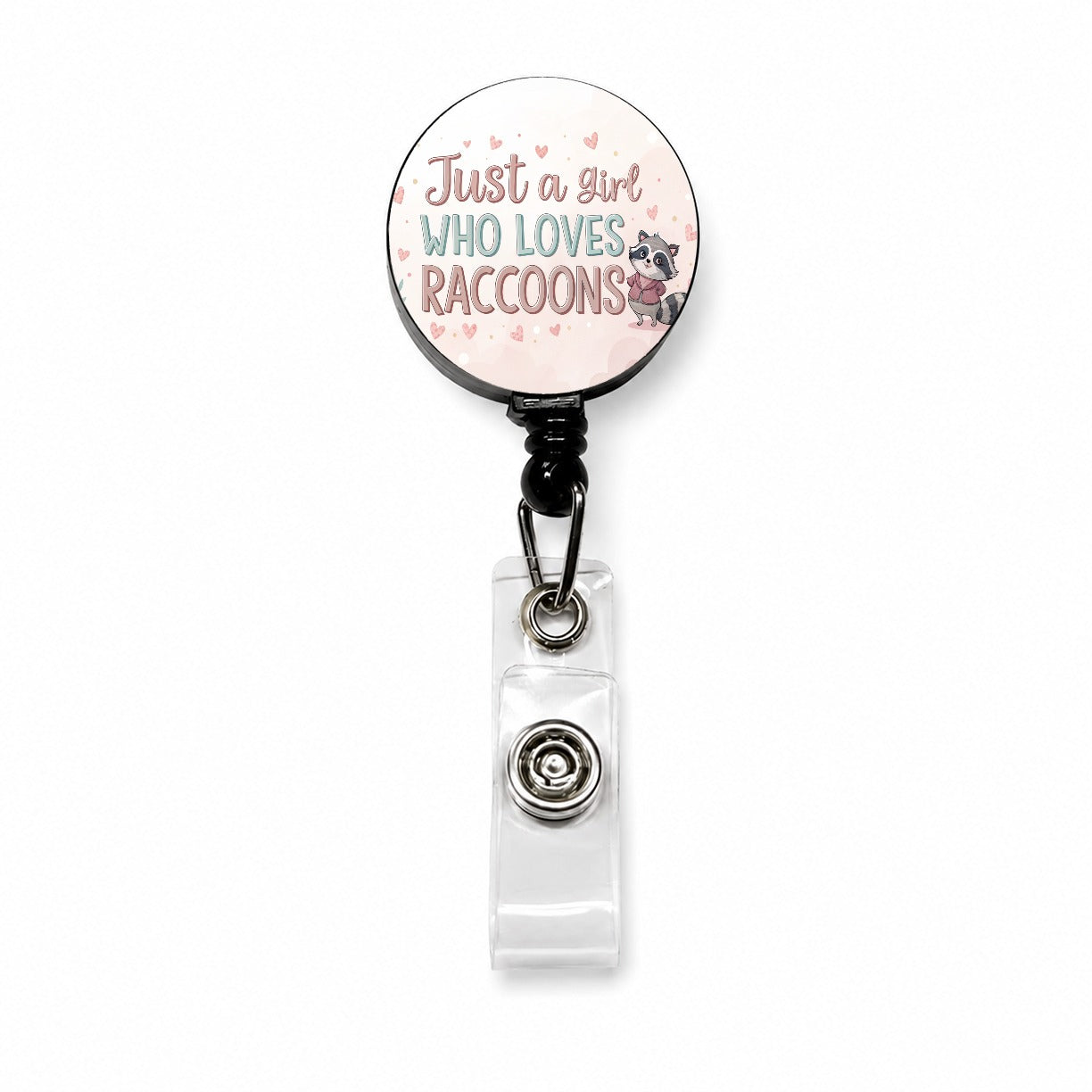Just A Girl Who Loves Raccoons Funny Retractable ID Key Card Name Tag Badge Holder with Clip