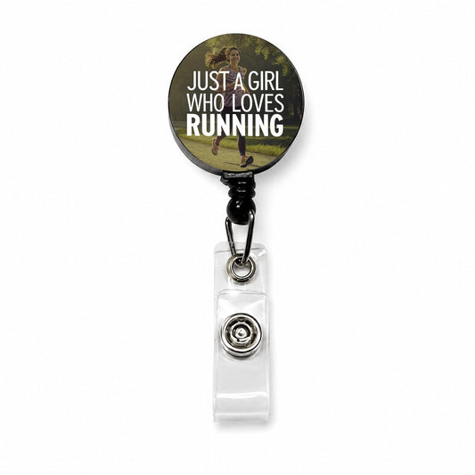 Just A Girl Who Loves Running Jogging Retractable ID Key Card Name Tag Badge Holder with Clip