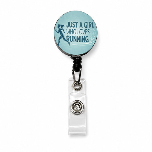 Just A Girl Who Loves Running Retractable ID Key Card Name Tag Badge Holder with Clip