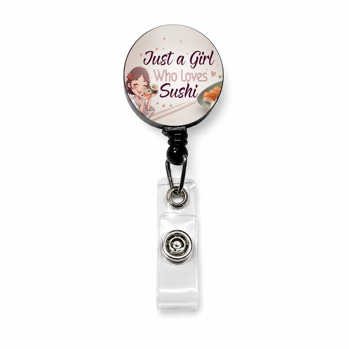 Just A Girl Who Loves Sushi Cute Retractable ID Key Card Name Tag Badge Holder with Clip
