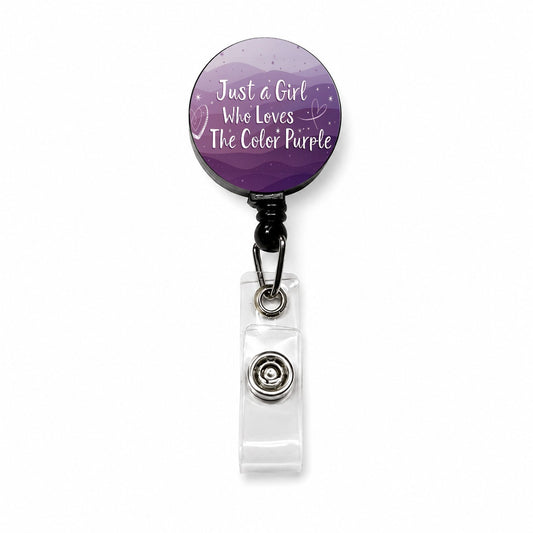 Just A Girl Who Loves The Color Purple Cute Retractable ID Key Card Name Tag Badge Holder with Clip