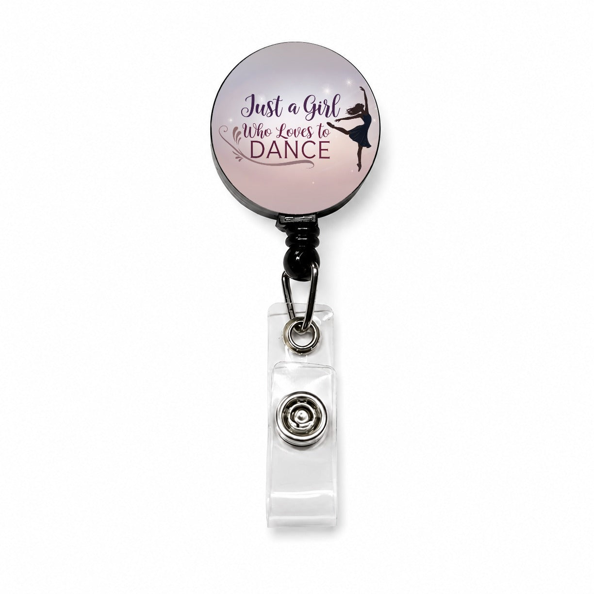 Just A Girl Who Loves To Dance Ballet Retractable ID Key Card Name Tag Badge Holder with Clip