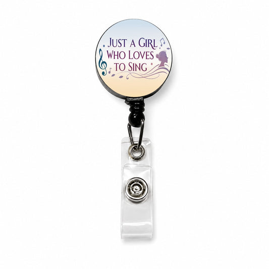 Just A Girl Who Loves To Sing Cute Retractable ID Key Card Name Tag Badge Holder with Clip