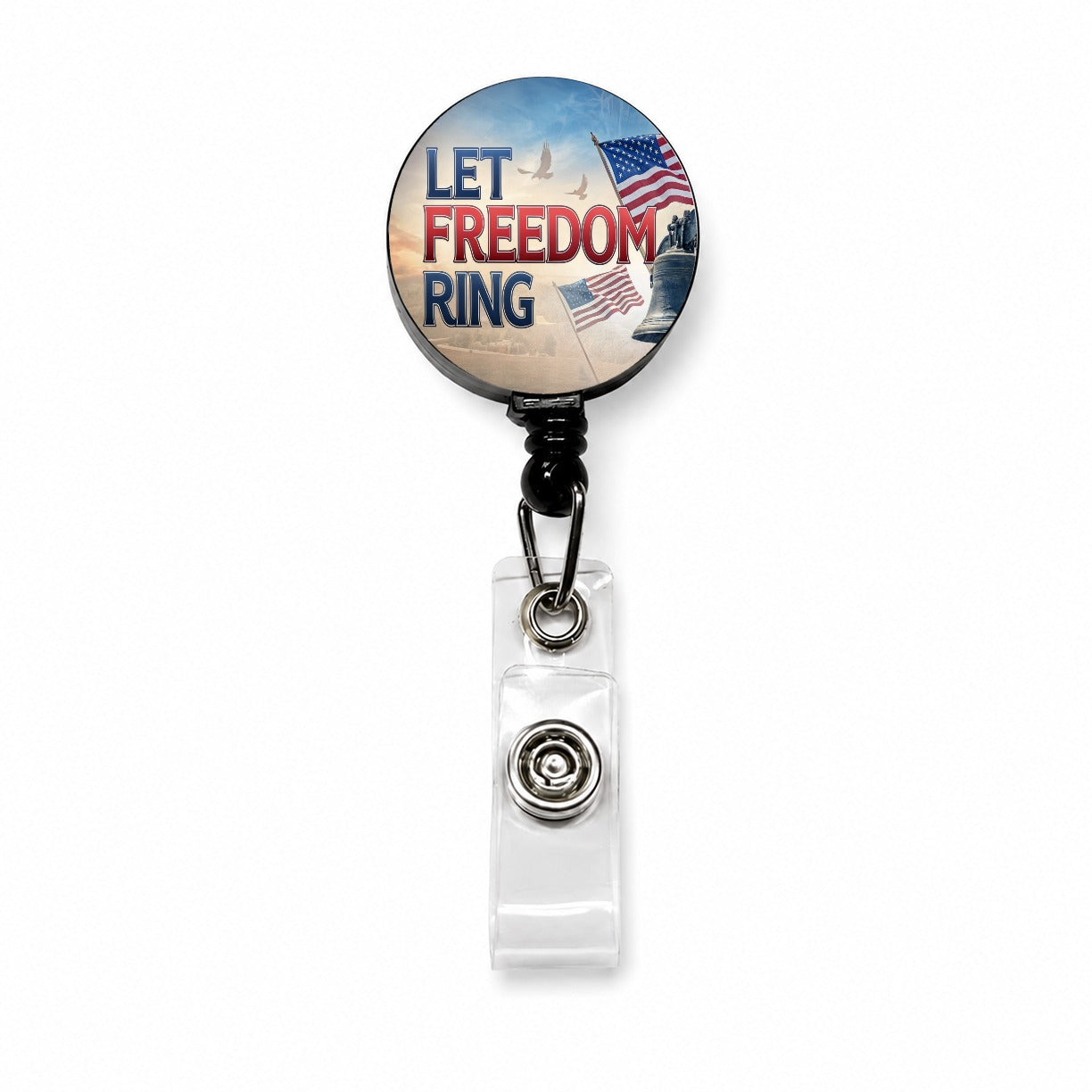 Let Freedom Ring Liberty Bell Patriotic Retractable ID Key Card Name Tag Badge Holder with Clip