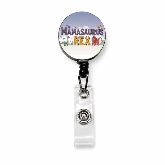 Mamasaurus Rex Funny Mama Dinosaurs Retractable ID Key Card Name Tag Badge Holder with Clip