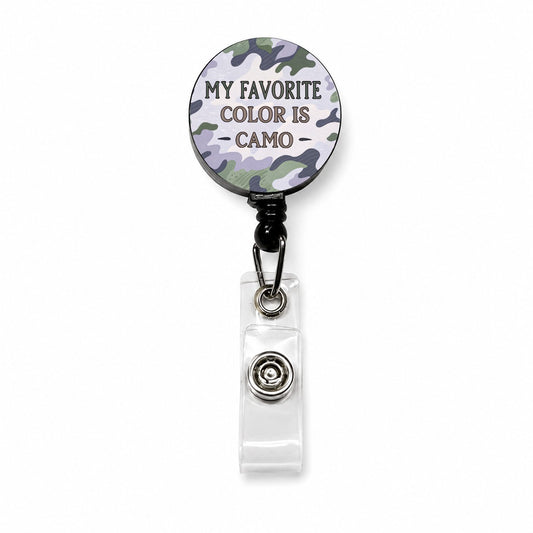 My Favorite Color Is Camo Military Camouflage Retractable ID Key Card Name Tag Badge Holder with Clip